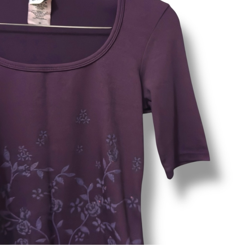 Jalate | EUC Plum Floral Scoop Neck Stretch Top (size M) - Picture 4 of 8